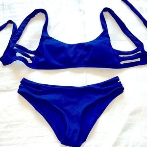 BECCA Royal Blue Swim Suit Full Set Sz Medium